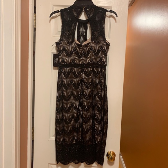 Guess black with nude underlay cocktail dress. - Picture 3 of 6